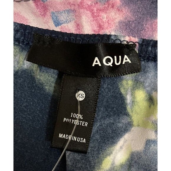 Aqua Bloomingdales Womens Size XS Halter Top Tie Dye Multicolor Bubble Hem - Picture 4 of 6